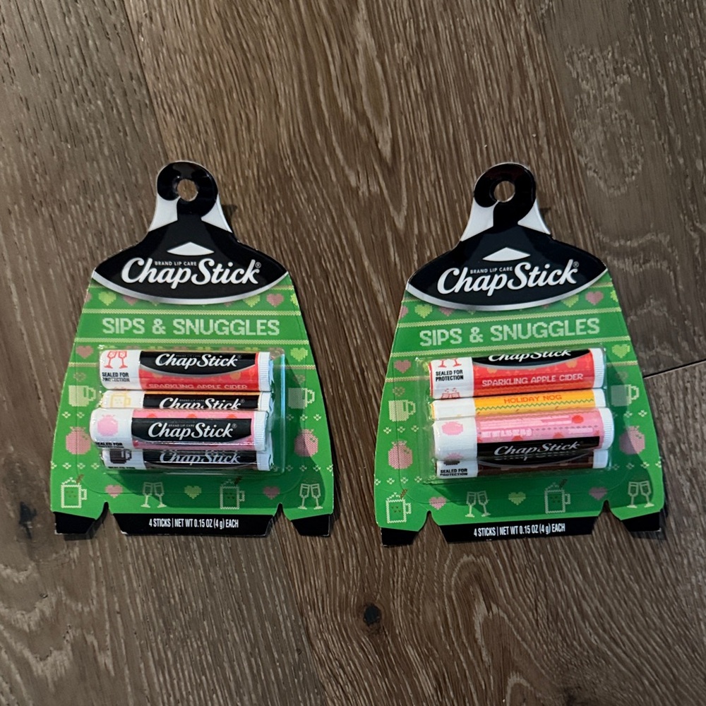 Set of 2 Ugly Sweater Chapstick. NWT. Each package has 4 chapsticks each.